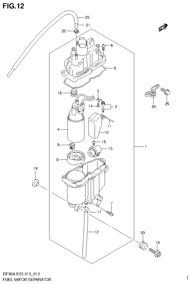 Suzuki DF80A, DF90A FUEL VAPOR SEPARATOR parts diagram